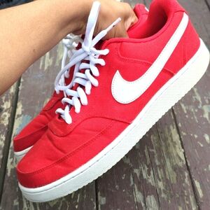 Red Nike Court Vision Low Canvas Sneakers Sz 10